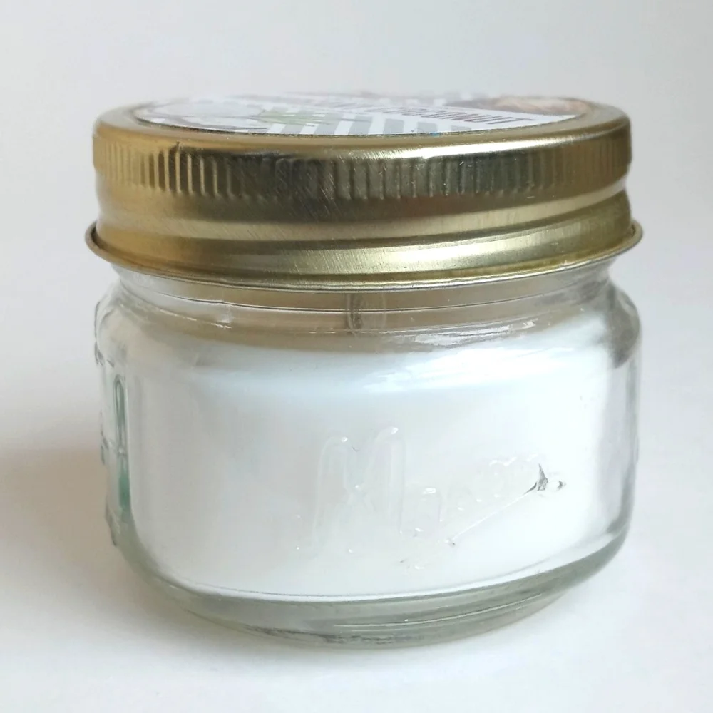 Old Williamsburg Mahogany Coconut Scented Jar Candle in Mini Mason Jar White